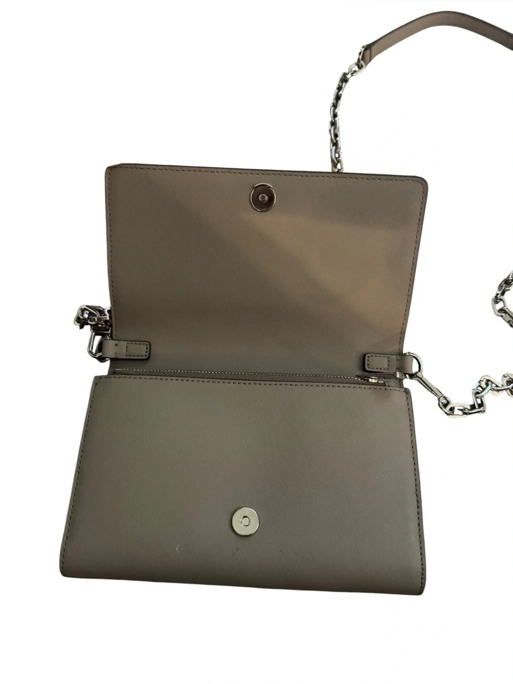 Tory Burch Robinson Chain Wallet in French Gray NWOT